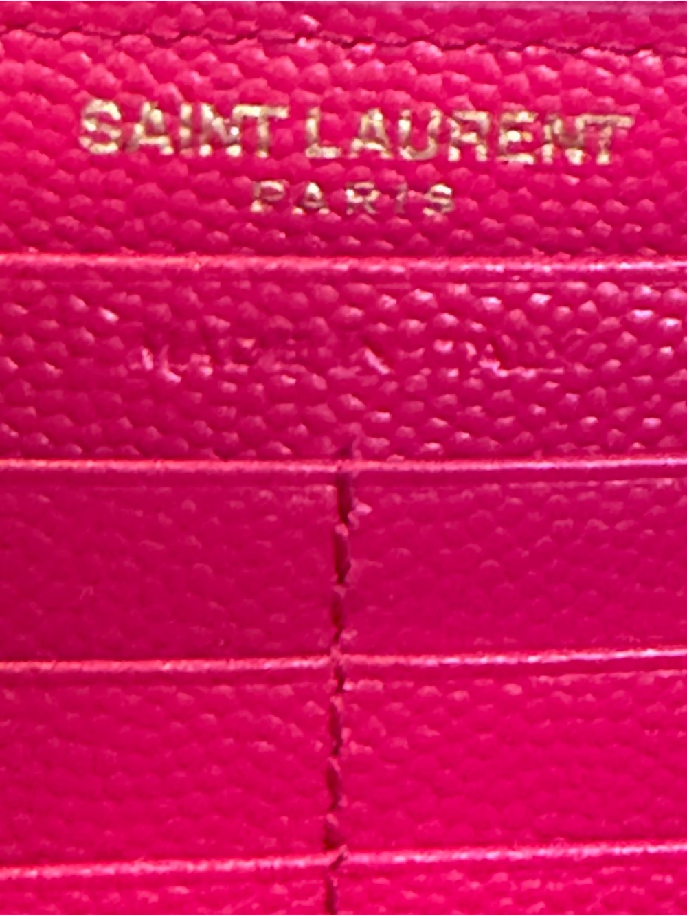 Saint Laurent Hot Pink Quilted Zip-Around Wallet with Gold YSL Emblem - Picture 6 of 7